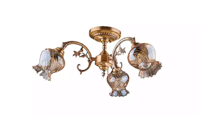Kronleuchter Deckenleuchter Lüster Deckenlampe Lampen Glas Gold Art