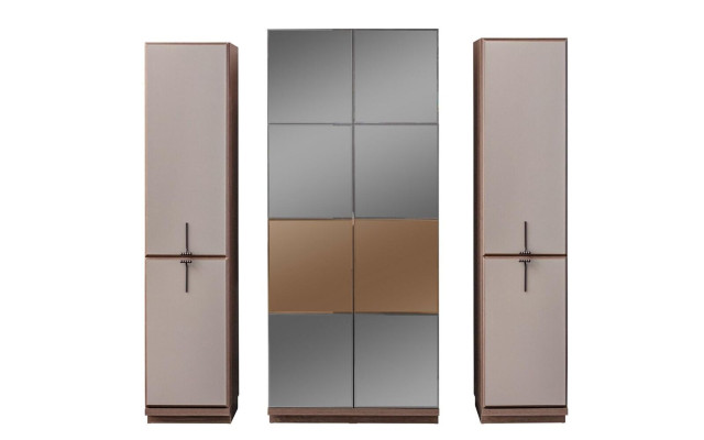 Beiger Schlafzimmerschrank Designer Holz Kleiderschrank Glasschrank Neu