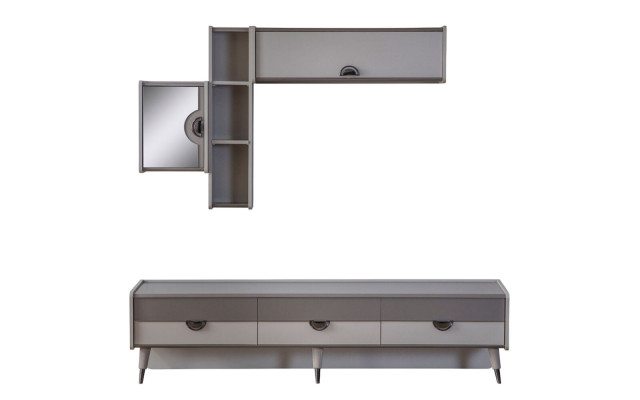 Beiges Wohnzimmer Sideboard Robuster TV-Ständer Lowboard Luxus Regale