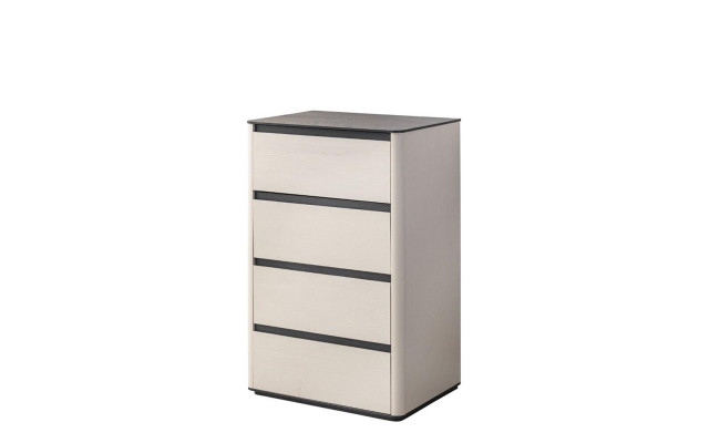 Beige Holz Kommode 4-türiger Holzschrank Schlafzimmer Edler Anbauschrank