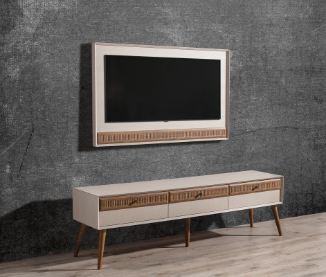 Garnitur Wohnwand TV Ständer RTV Lowboard Sideboard TV-Rahmen Holz