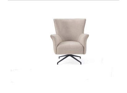 Beiger Wohnzimmer Einsitzer Designer Relax Polster Sessel Metallfüße