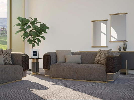 Wohnzimmer Sofa Zweisitzer Luxus Einrichtung Polster Textil Design Polstermöbel