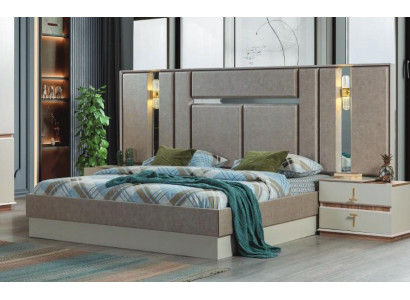 Beige Schlafzimmer Möbel Luxus Betten Designer Nachttische Einrichtung