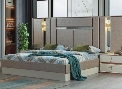 Beige Schlafzimmer Möbel Luxus Betten Designer Nachttische Einrichtung