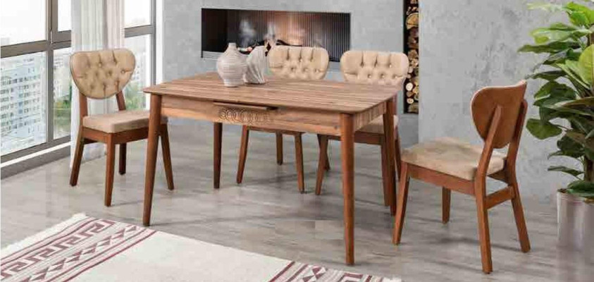 Beige Esszimmer Garnitur Luxus Set 4x Stühle Chesterfield Neu