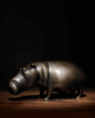 Messing Hippo Nilpferd Statue Heim Dekor Farbe Gold Figur neu Wohnzimmer