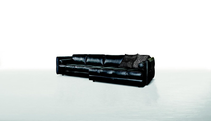 Moderne Couch Luxus Ecksofa Polstermöbel Wohnzimmer L-Form Design Schwarz Lede