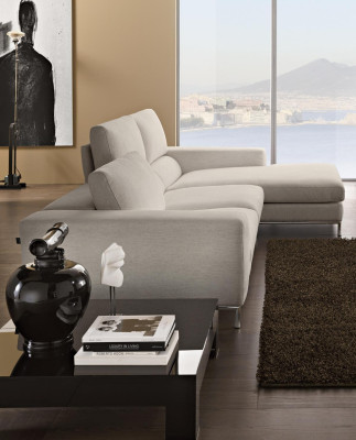 Textil Luxus Ecksofa L-form Polster Modern Weiß Sitz Möbel Wohnzimmer Eck Neu