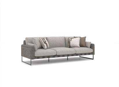 Wohnzimmer Luxus Grau Dreisitzer Sofa Einrichtung Modern Textil Design