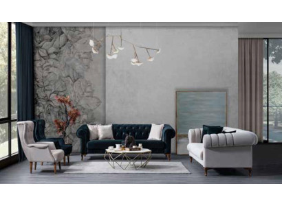 Dunkelgrüner Wohnzimmer Luxus Sofa Moderne Couch Holzgestell Sitzmöbel
