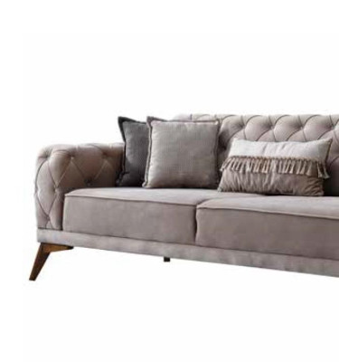 Sofa 3 Sitzer Grau Freizeit gepolstert für Wohnzimmer Bequemes Sofa Modern NEU