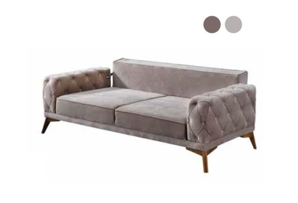 Sofa 3 Sitzer Grau Freizeit gepolstert für Wohnzimmer Bequemes Sofa Modern NEU