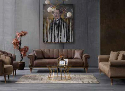 Braunes Modernes Polstersofa Sitzsofas Dreier Couch Textilmöbel Modern