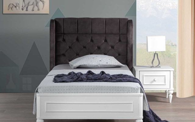 Modernes Chesterfield Kindetbett Einzelbett Nachttisch Stilvolles Set