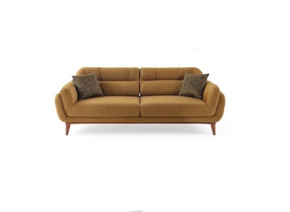 Braunes Polstersofa Textilcouch Wohnzimmer Sitzer Exklusiver Dreisitzer