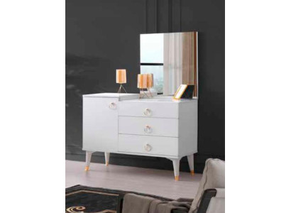 Schminktisch mit Spiegel Weiß Farbe Modern Design Rechteck Schlafzimmer