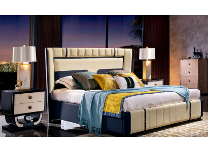 Luxus Schlafzimmer Doppelbett Bett 180x200 Leder Italienische Möbel