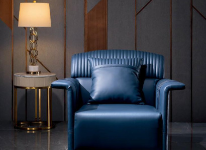 Sessel Stuhl Esszimmer Fernseh Lounge Sitz Blau Modern Design