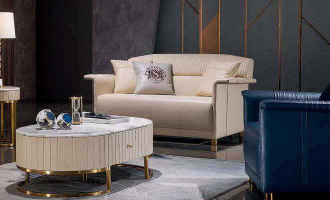 Sessel Stuhl Esszimmer Fernseh Lounge Sitz Blau Modern Design
