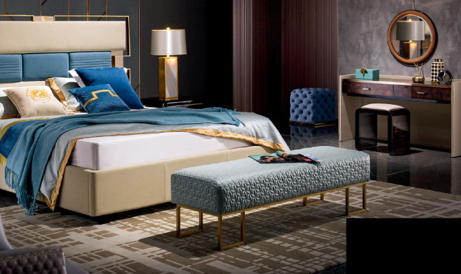 Bett Polster Design Luxus Holz Doppel Hotel Deko Betten Ehe Schlaf Zimmer