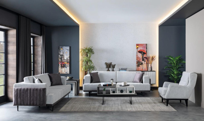 Wohnzimmer Sofagarnitur 331 Sitzer Couchtisch Beistelltisch 5tlg Modern