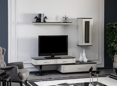 Wohnzimmer Möbel Set Wohnwand TV-Ständer Wohnwände Schrank Wandregal Holz