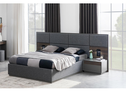Schlafzimmer Bett 2x Nachttisch Betten Komplett Garnitur USB Licht Loft