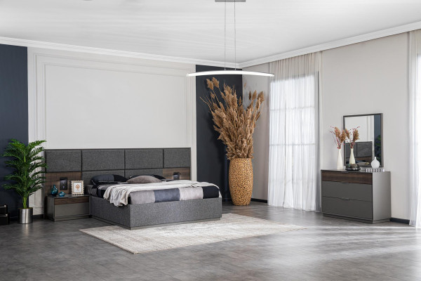 Schlafzimmer Bett 2x Nachttisch Betten Komplett Garnitur USB Licht Loft