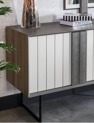 Luxus Anrichte Sideboard Moderne Kommoden 2tlg. mit Spiegel Holz Schrank