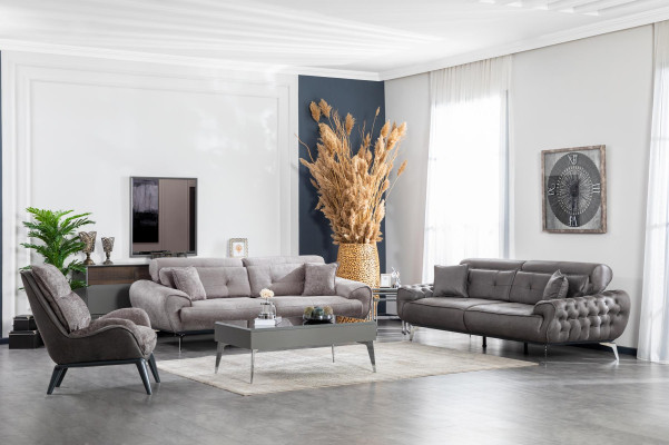 Wohnzimmer Sessel Design Couch Luxus Lounge Polster Neu modern grau
