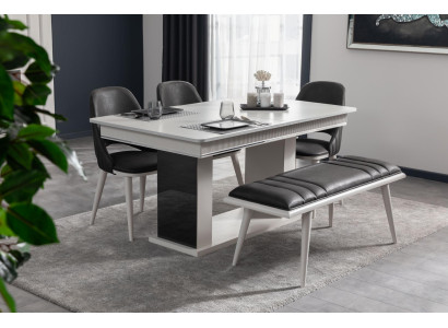 Bank neue für ein Stil modernes Luxus-Esszimmer Schwarz Holzmöbel Neu