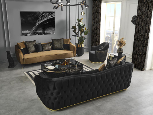 Sofa 3 Sitzer Braun Textil Wohnzimmer Design Couch Modern Neu Luxus