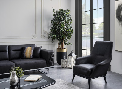 Wohnzimmer Ohrensessel Sessel Design Schwarzer Club Lounge Praxis