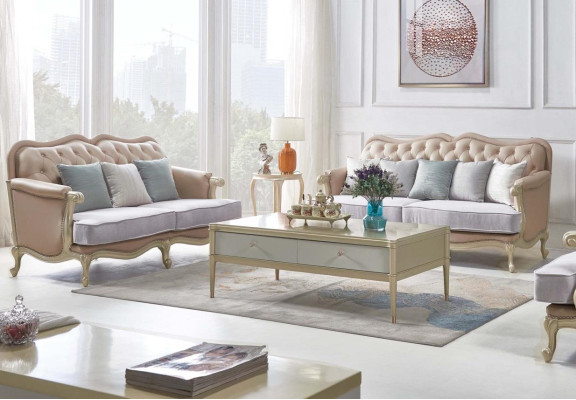 Beige Chesterfield Sofagarnitur 3+2 Sitzer Designer Wohnzimmer Sofas 2tlg. Set