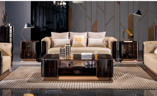 Komplett Set Sofagarnitur 3+2+1 Sitzer Couchtisch Designer Wohnlandschaft