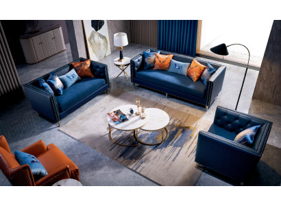 Ledersofa Couch Sofagarnituren 3+2+1 Sitzer Garnitur Design Modern Sofa