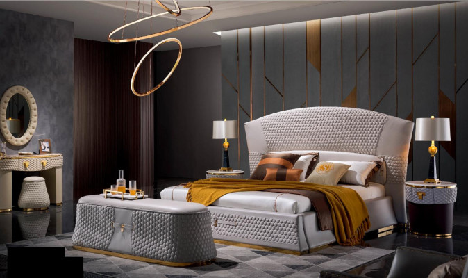 Schlafzimmer Set Komplett Schlafmöbel Schminktisch Nachttische Kommode Bett 7tlg