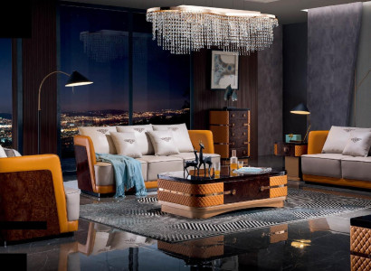 Sofagarnitur 3+2+1 Sitzer Ledersofa Couch Wohnlandschaft Garnitur Design