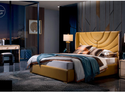 Schlafzimmer Betten Set Komplett Leder Modern Bett Schminktisch