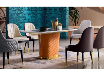 esstisch garnitur designer esszimmer möbel tisch leder stuhl 6x stühle