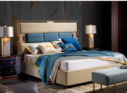 Bett Schlafzimmer Nachttisch Komplettes Set Garnitur 3tlg. Holz Leder
