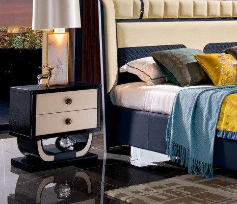 Design Schlafzimmer 3tlg. Bett 2x Nachttisch Klassischer Luxus Betten