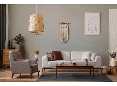 Luxus Weiß Sofagarnitur Sofa 3 Sitzer Sessel Stoff Modern Modern Set neu