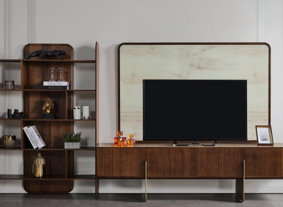 Wohnzimmer Set Besteht aus Bücherschrank TV Lowboard und TV Rahmen 3tlg