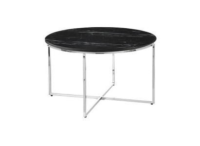  Runder Couchtisch Wohnzimmer Schwarz MDF + Metall X-beine neu Luxus