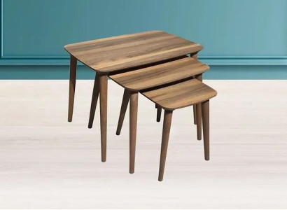  Rechteckiges Couchtische Set 3x Tische Wohnzimmer Esszimmer Braun Holz