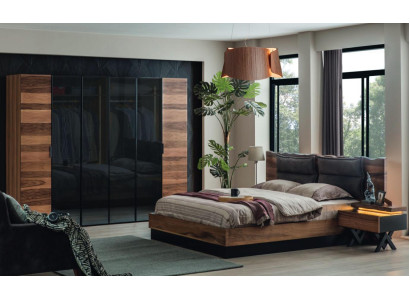  Moderne Schlafzimmer Möbel Designer Bett 2x Nachttische Kleiderschrank