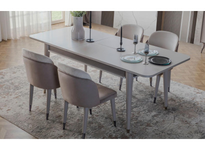  Luxuriöser Auszihbarer Tisch Designer Moderne Esszimmer Textil Stühle