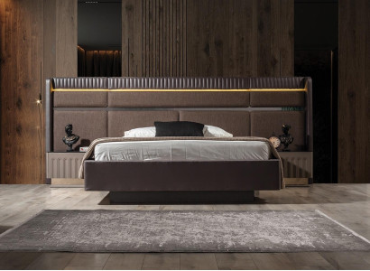 Braunes Schlafzimmer Set Modernes Doppelbett Nachttische 3tlg Garnitur